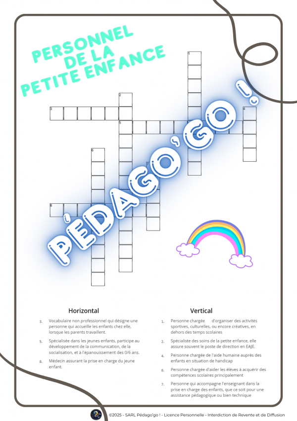 mots mêlés Établissements petite enfance