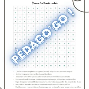mots mêlés Établissements petite enfance