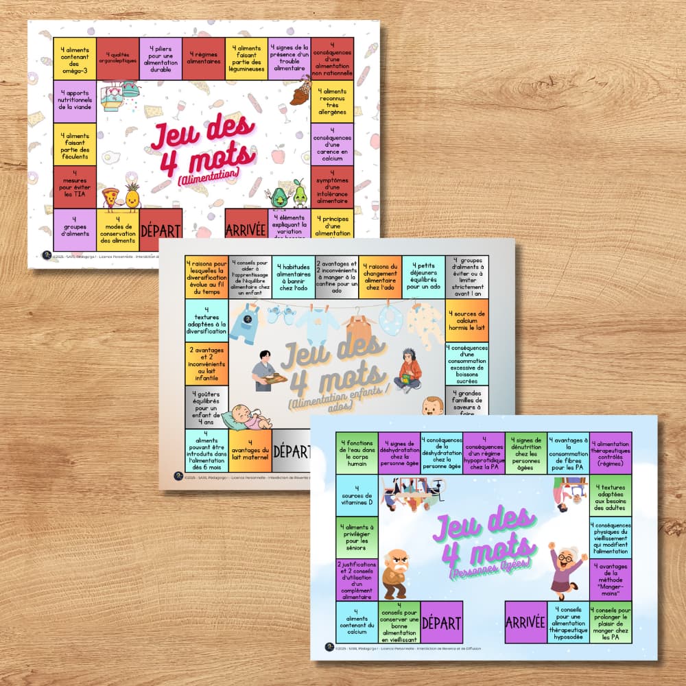 pack trio : le jeu des 4 mots – nutrition & accompagnement