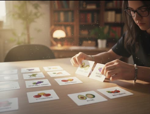 eleve qui joue aux cartes pour reviser et apprendre