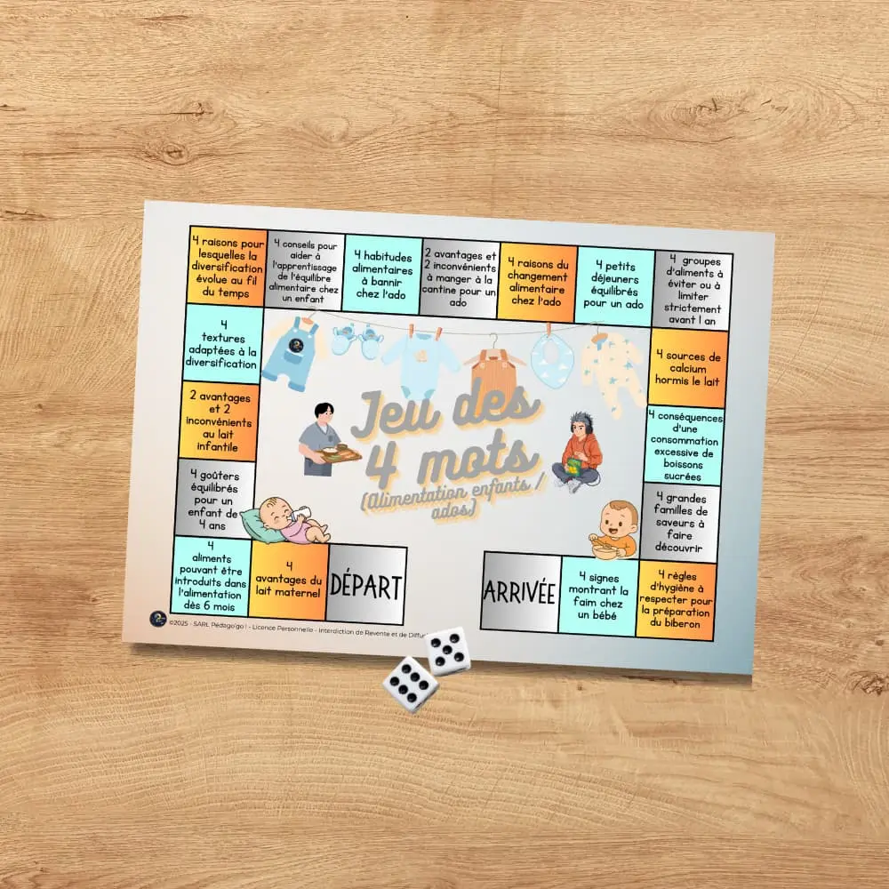 Jeu de plateau sur l'alimentation des enfants et des adolescents
